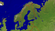 Skandinavien Satellit + Grenzen 1920x1080